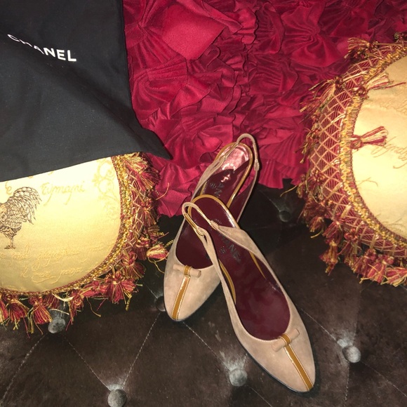 WOMEN’S CHANEL SUEDE SLINGBACK PUMPS SZ 8.5 US - Picture 1 of 9